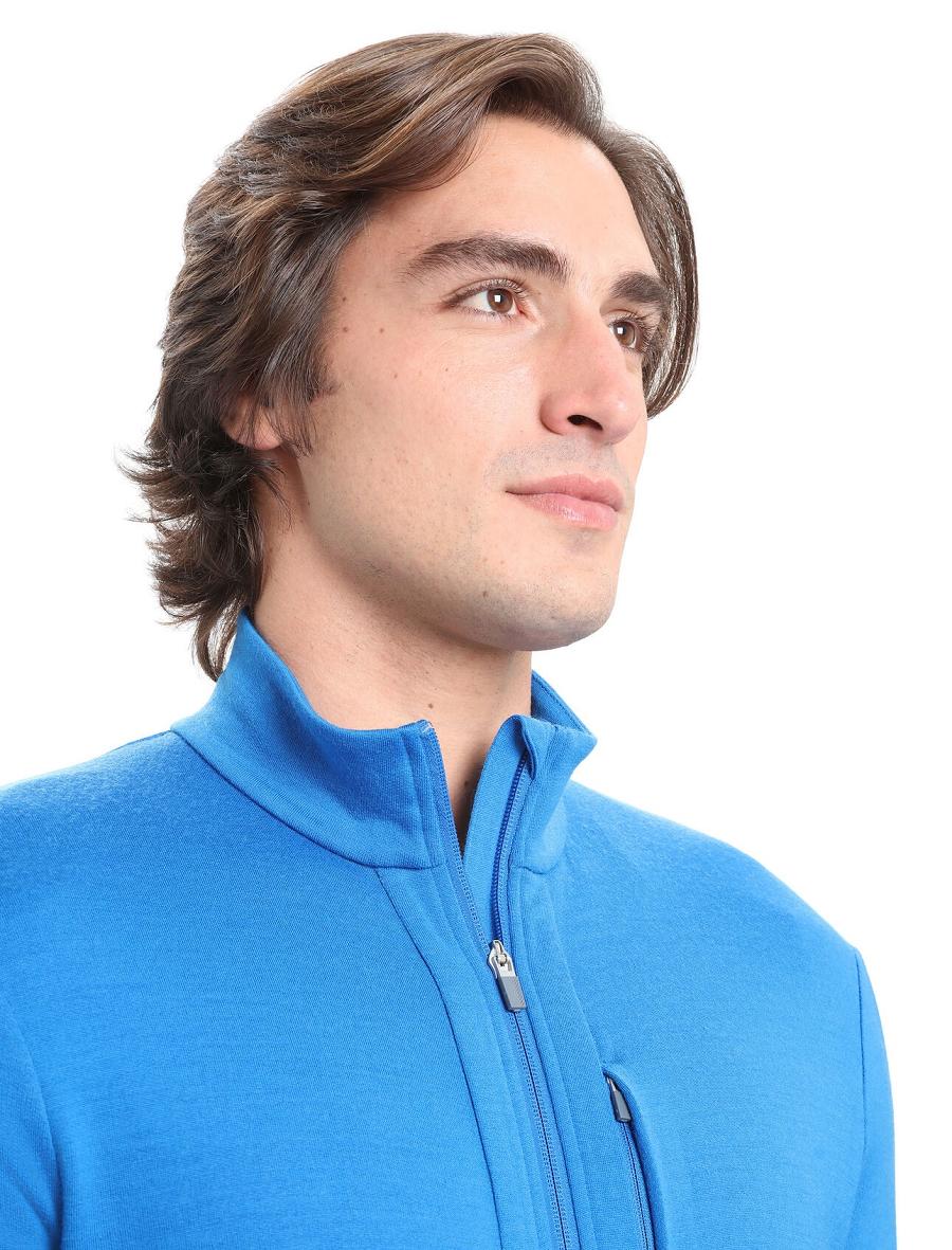 Icebreaker Merino Quantum III Long Sleeve Zip Férfi Kapucnis Pulóver Kék | HU 1262WNBY